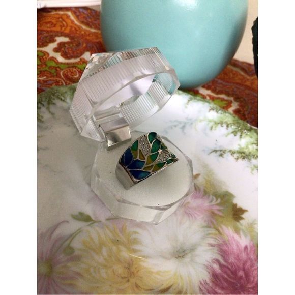 NEW Elegant Bohemian Style Ring Silver Plated Zircon Leaf Pattern Ring Size 8 🍃 - Picture 9 of 16